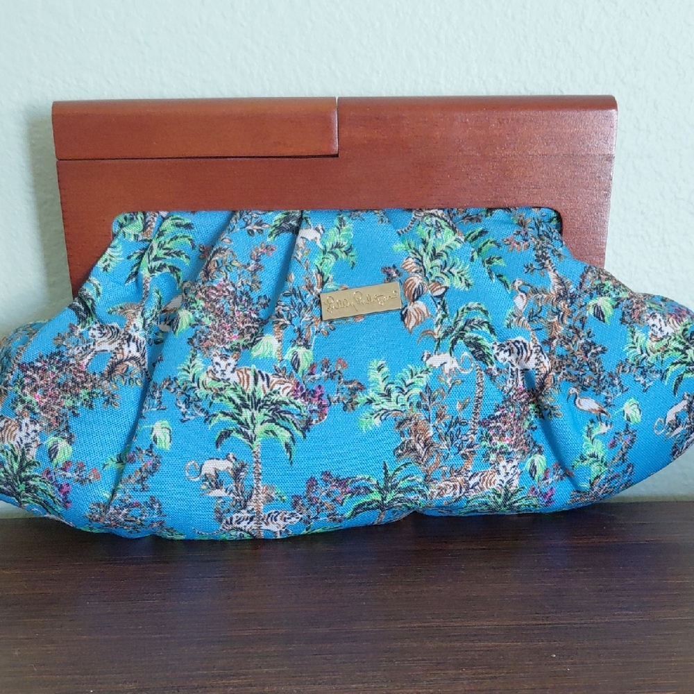 Lilly Pulitzer Floral Blue Clutch Bag